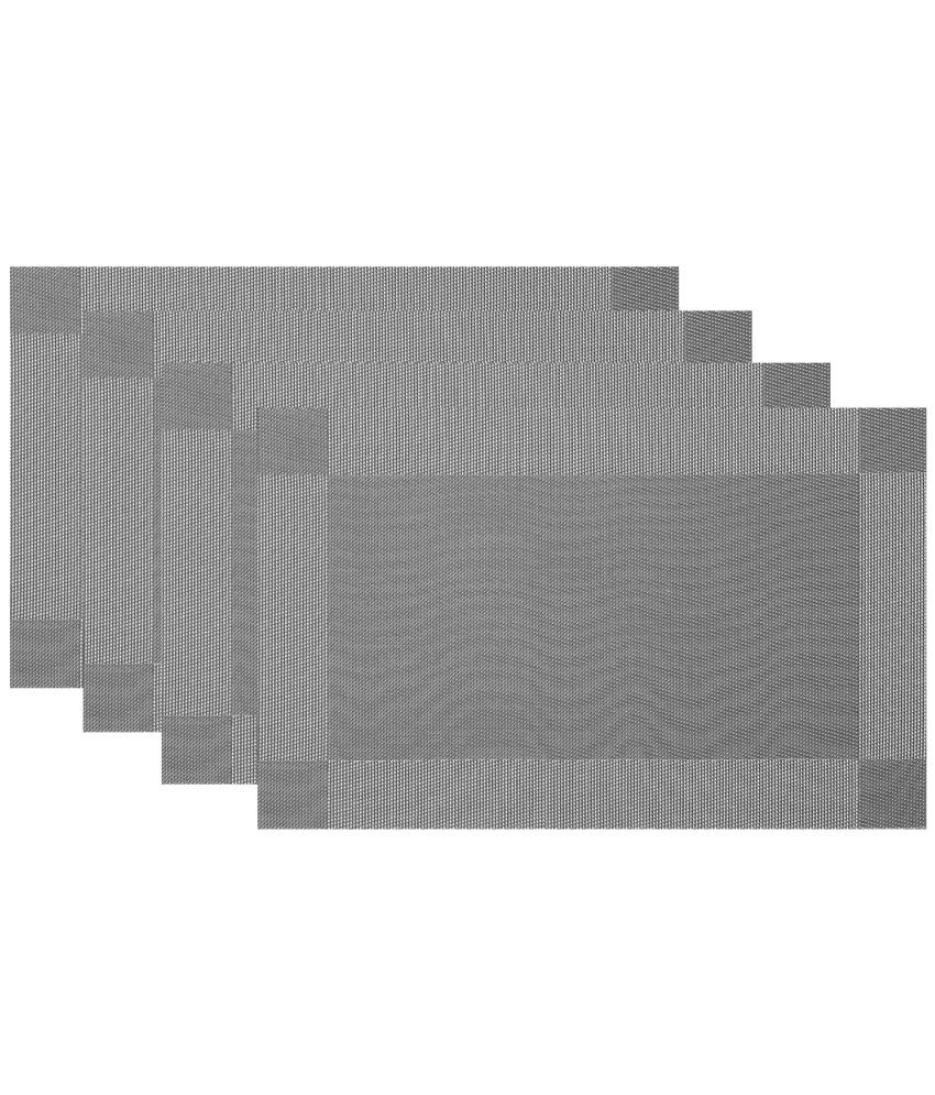     			HOKIPO - Gray Solid PVC 4 Seater Table Mats ( Pack of 4 )
