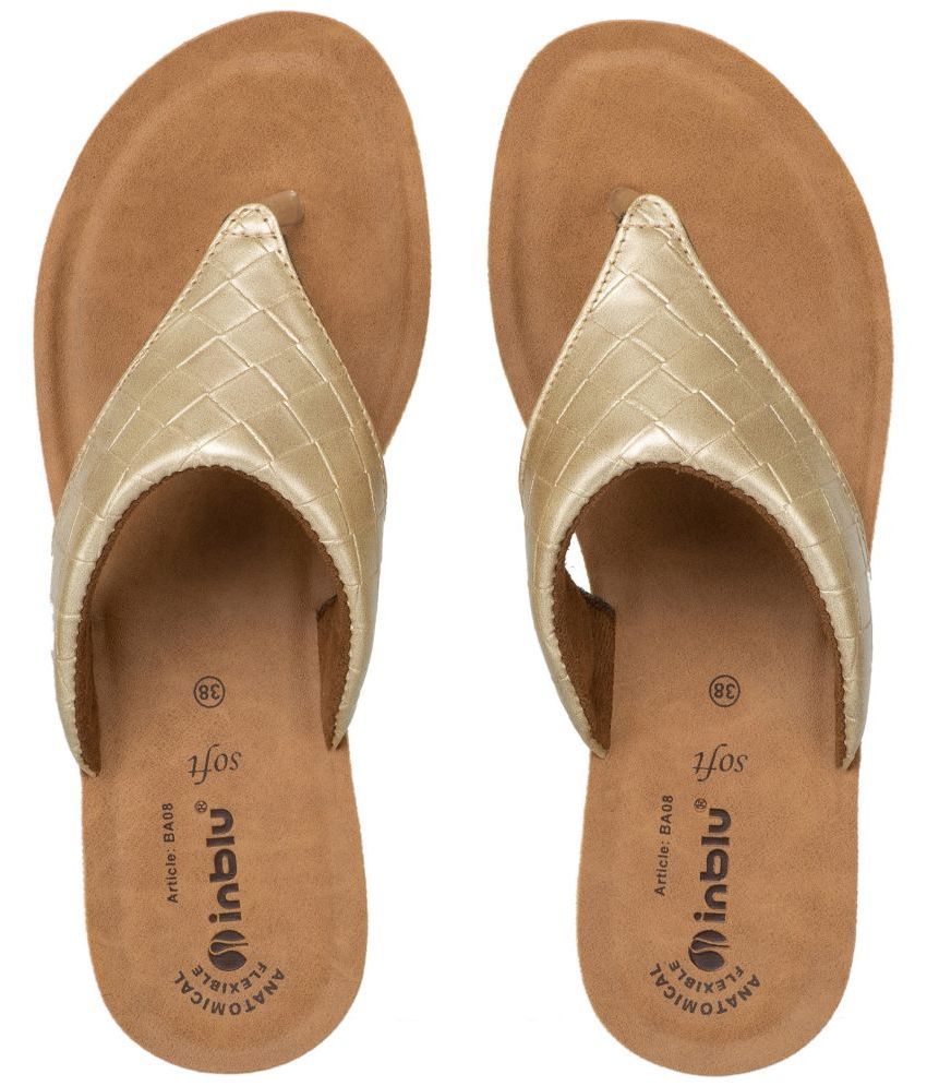     			Inblu - Gold Women's Leather Slipper