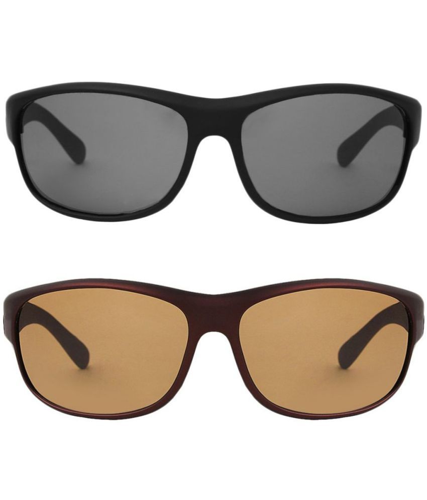     			Kanny Devis - Black Wrap Around Sunglasses ( Pack of 2 )