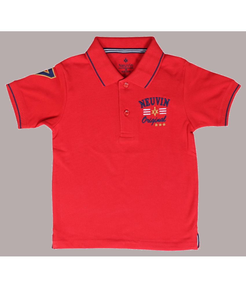     			NEUVIN - Red Cotton Blend Boy's Polo T-Shirt ( Pack of 1 )