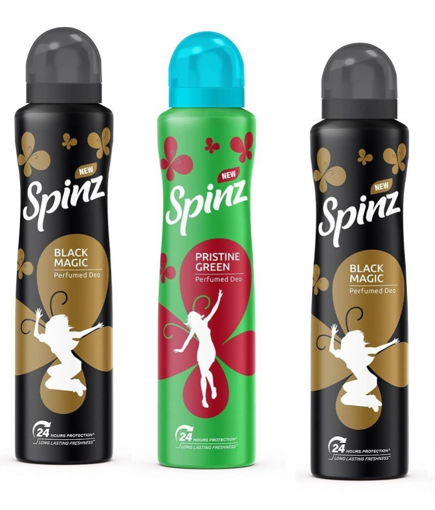     			Spinz - 1 PRISTINE GREEN 2 BLACK MAGIC DEODORANT Deodorant Spray for Unisex 450 ml ( Pack of 3 )