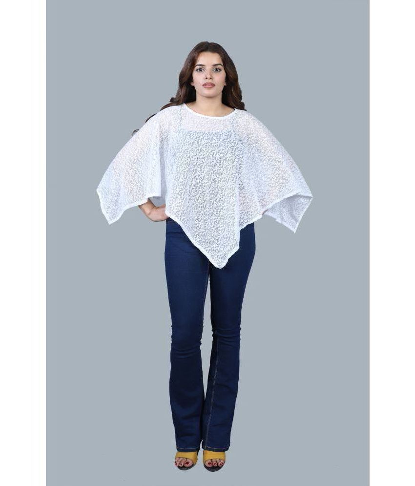     			Triraj - White Net Women's Poncho ( Pack of 1 )