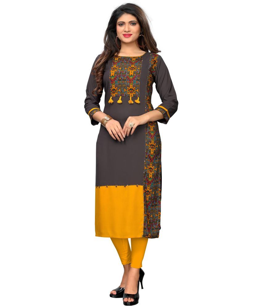     			Vbuyz - Grey Rayon Women's Straight Kurti ( Pack of 1 )