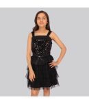 Cutecumber - Black Satin Girls A-line Dress ( Pack of 1 )