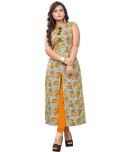 Vbuyz - Mustard Cotton Women's Front Slit Kurti ( Pack of 1 )