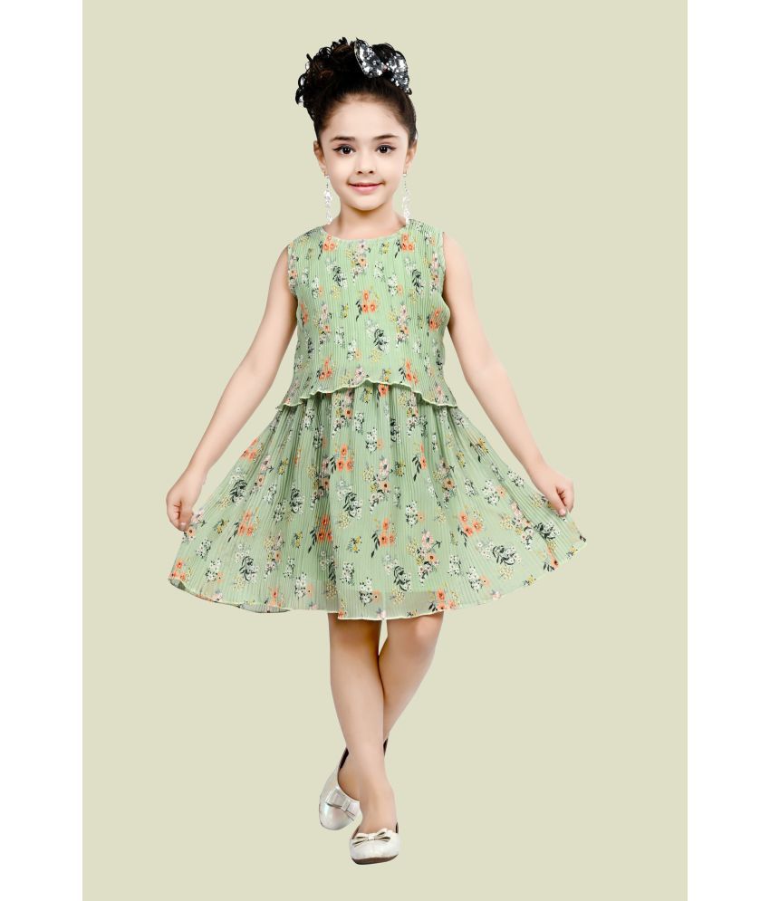     			Arshia Fashions - Green Georgette Girls Frock ( Pack of 1 )