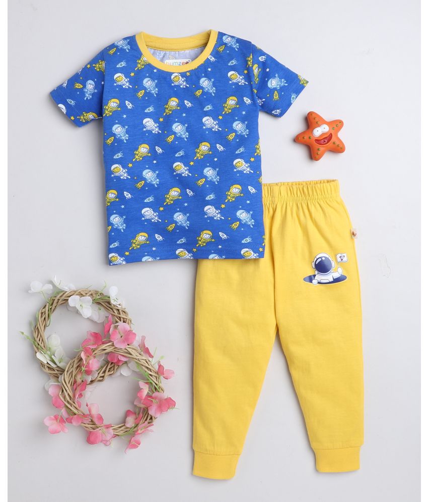     			BUMZEE - Blue & Yellow Cotton Baby Boy T-Shirt & Pyjama Set ( Pack of 1 )