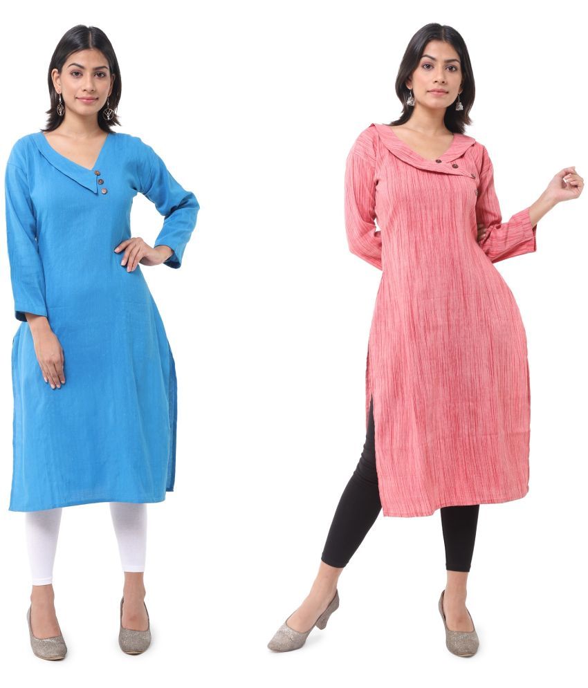     			DESHBANDHU DBK - Multicolor Cotton Women's Straight Kurti ( Pack of 2 )