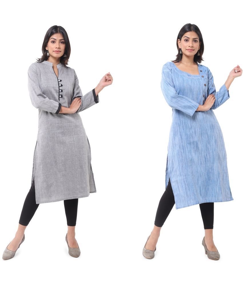     			DESHBANDHU DBK - Multicolor Cotton Women's Straight Kurti ( Pack of 2 )