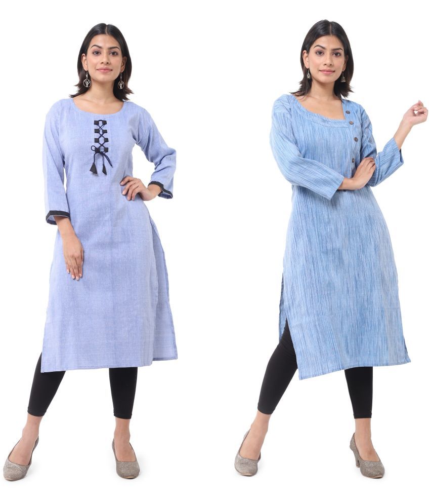     			DESHBANDHU DBK - Multicolor Cotton Women's Straight Kurti ( Pack of 2 )