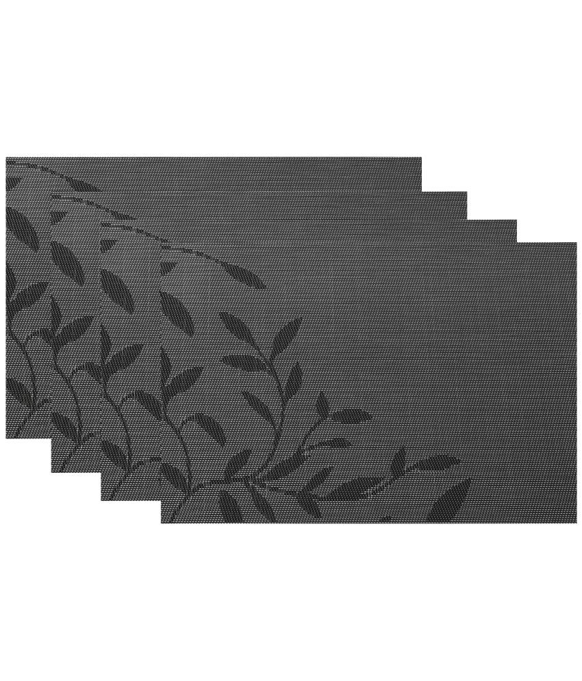     			HOKIPO PVC Floral Rectangle Table Mats 45 cm 30 cm Pack of 4 - Black