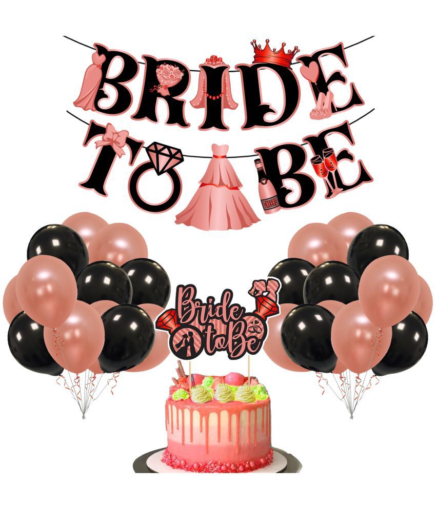    			Zyozi Bachelorette Party Decorations Kit, Bridal Shower Party Supplies & Bride to Be Decoration Banner and Cake Topper with Balloons (Set of 27)