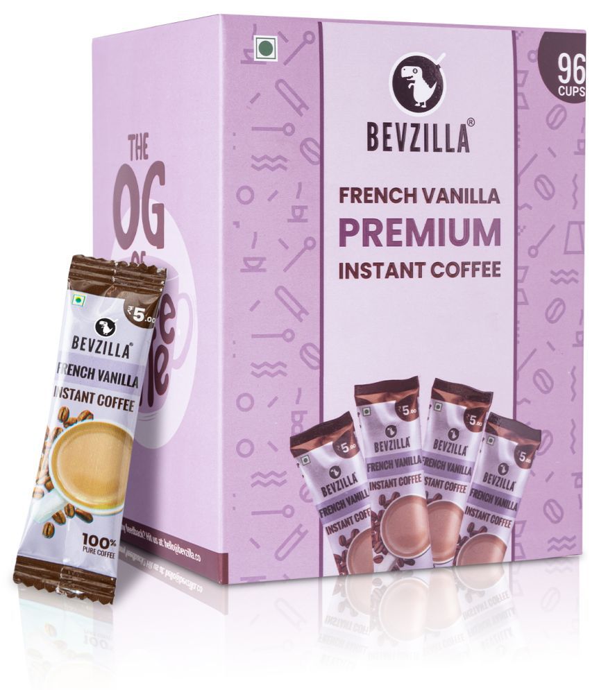     			Bevzilla 96 Instant Coffee Powder Sachets (French Vanilla) - 192 Grams| Hot & Cold Coffee| Makes 96 Cups| 100 % Arabica