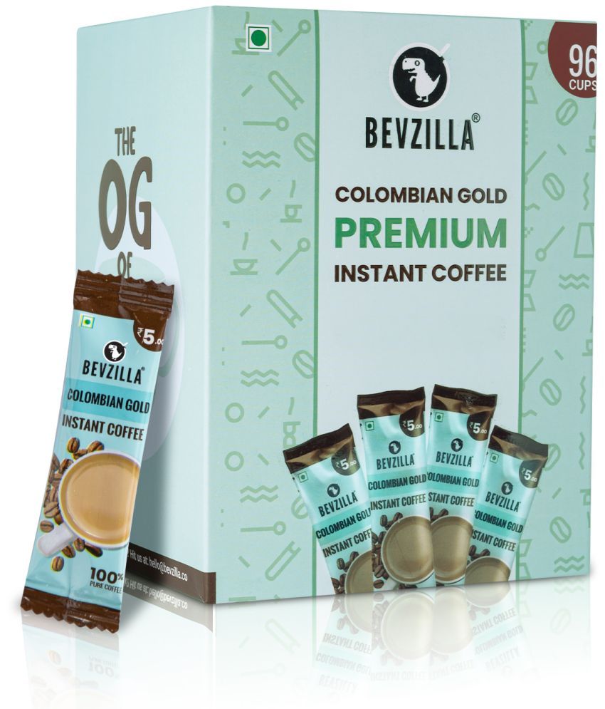     			Bevzilla 96 Instant Coffee Powder Sachets (Colombian Gold) - 192 Grams| Hot & Cold Coffee| Makes 96 Cups| 100 % Arabica