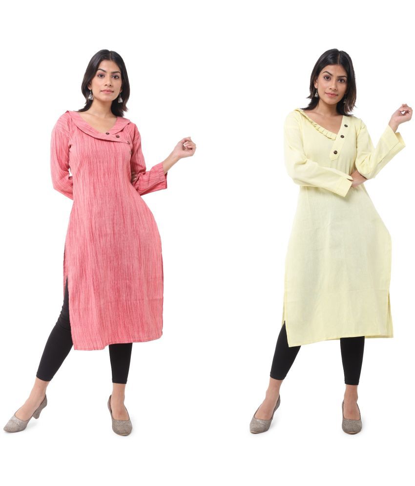     			DESHBANDHU DBK - Multicolor Cotton Women's Straight Kurti ( Pack of 2 )