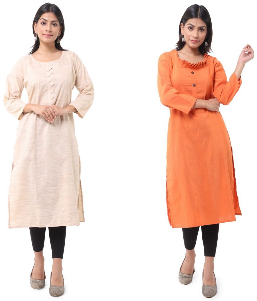     			DESHBANDHU DBK - Multicolor Cotton Women's Straight Kurti ( Pack of 2 )