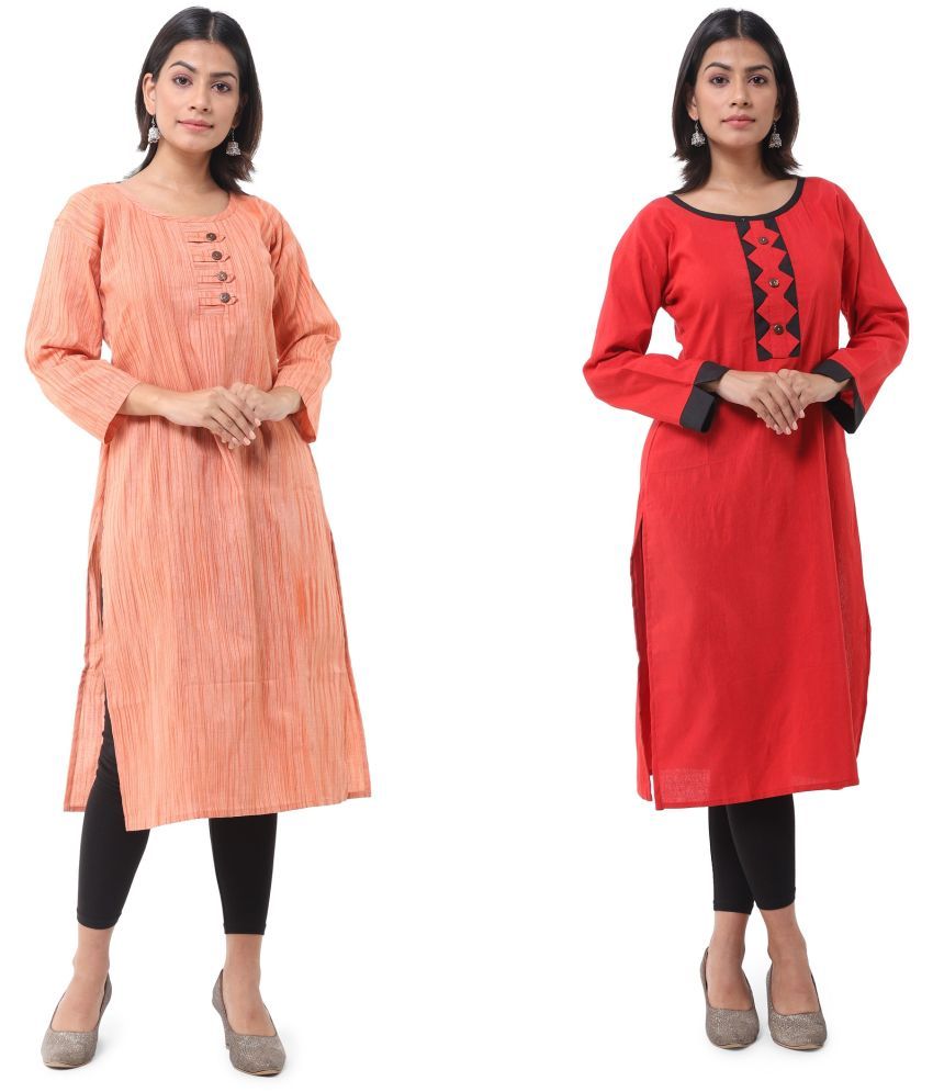     			DESHBANDHU DBK - Multicolor Cotton Women's Straight Kurti ( Pack of 2 )