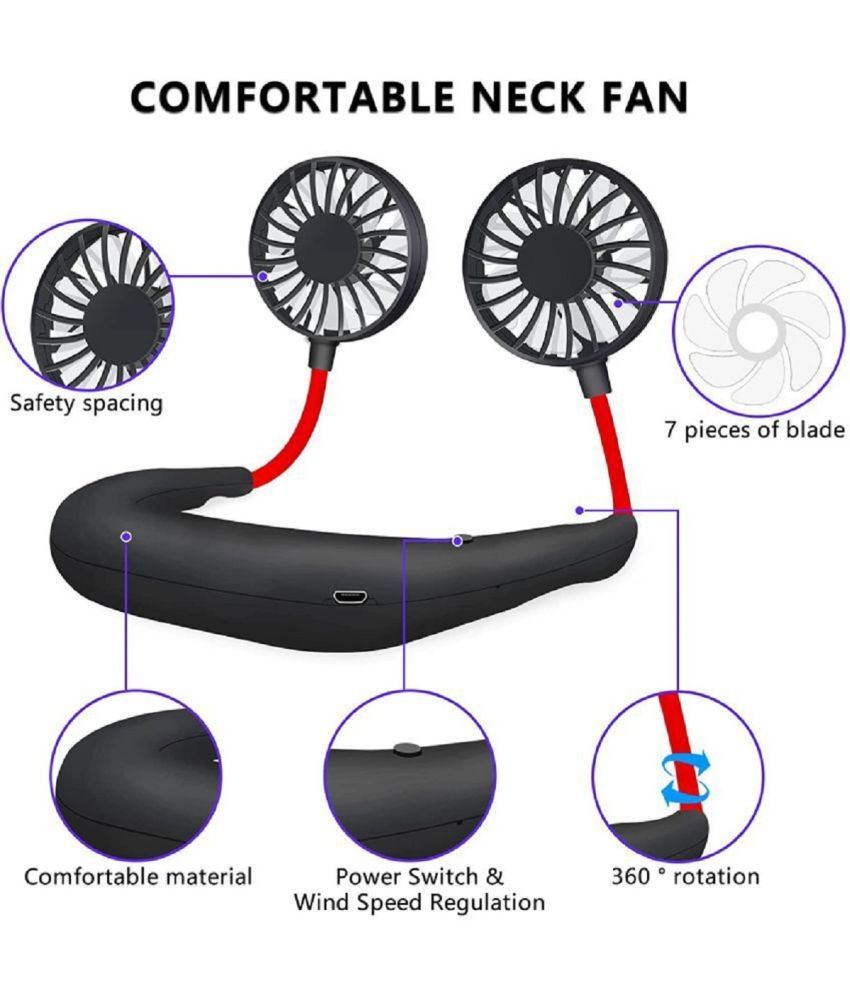     			Hand Free Portable Neckband Fan Hanging Neck Sports Fan USB Rechargeable Personal Wearable Lazy Neck Fan Battery Operated