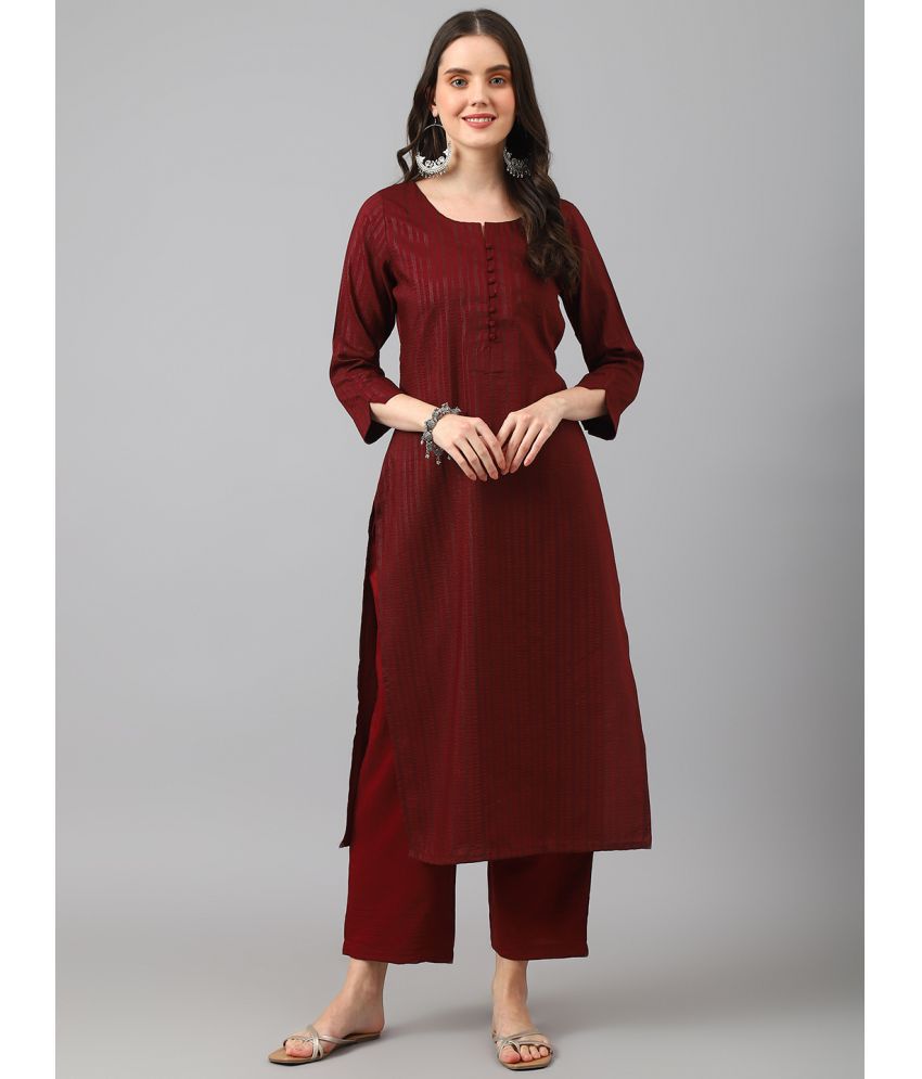     			Hritika - Maroon Straight Viscose Women's Stitched Salwar Suit ( Pack of 1 )