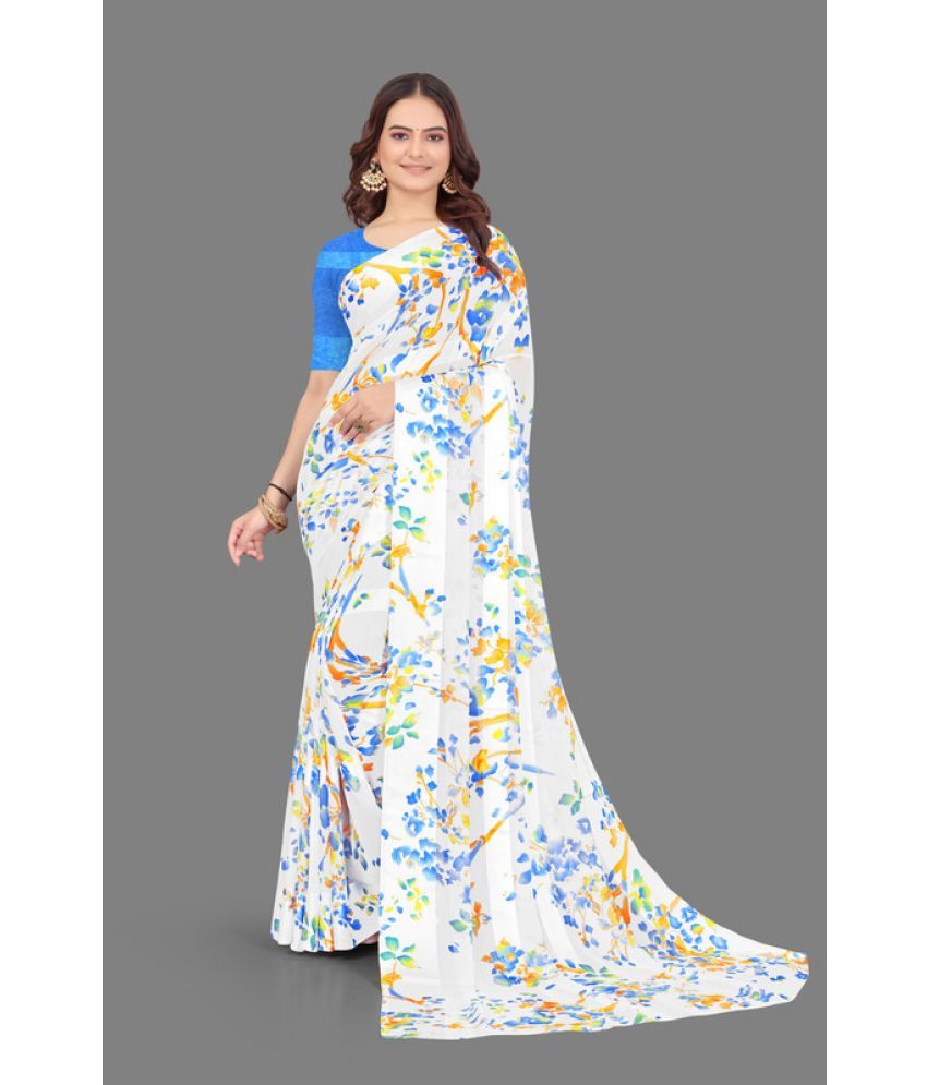     			Sitanjali Lifestyle - Blue Georgette Saree With Blouse Piece ( Pack of 1 )