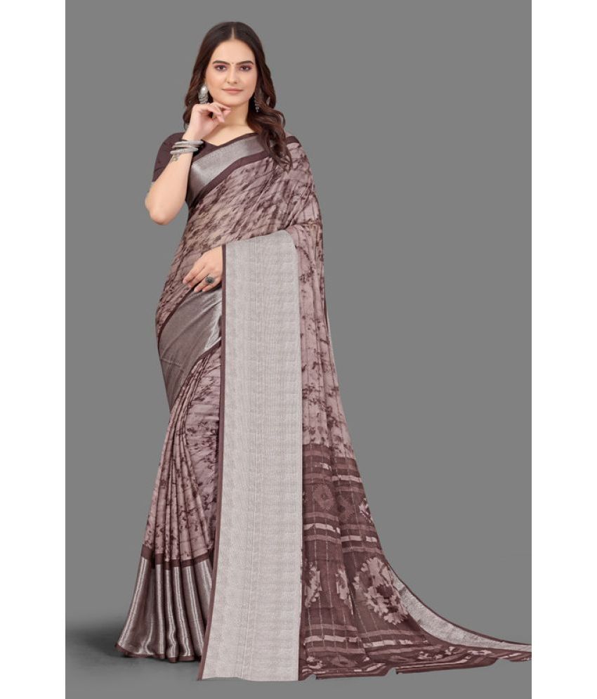     			Sitanjali Lifestyle - Brown Chiffon Saree With Blouse Piece ( Pack of 1 )