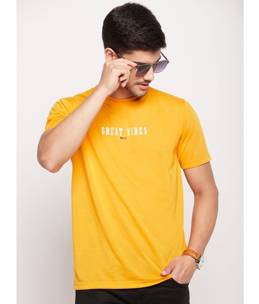     			UBX - Mustard Cotton Blend Regular Fit Men's T-Shirt ( Pack of 1 )