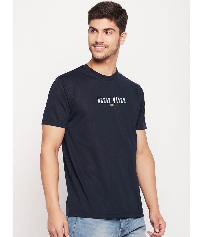     			UBX - Navy Blue Cotton Blend Regular Fit Men's T-Shirt ( Pack of 1 )