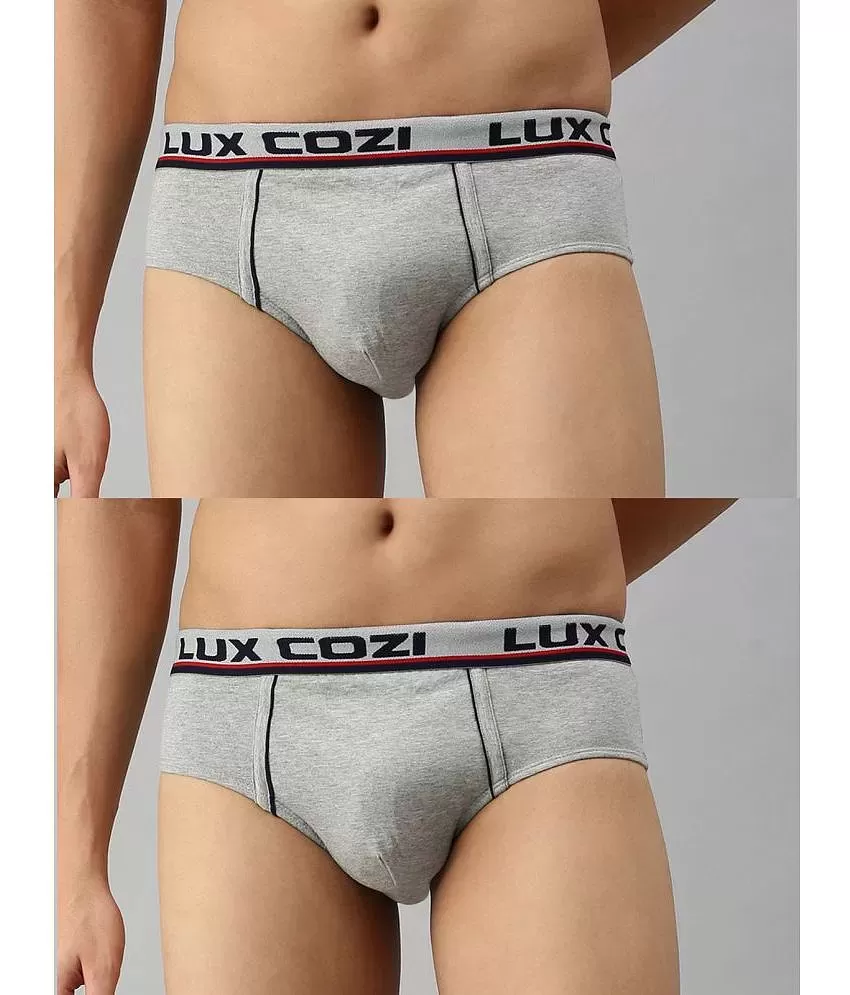 Lux Cozi - Grey Melange Bigshot Brief Cotton Men's Briefs ( Pack of 2 ) - Buy  Lux Cozi - Grey Melange Bigshot Brief Cotton Men's Briefs ( Pack of 2 )  Online at Best Prices in India on Snapdeal