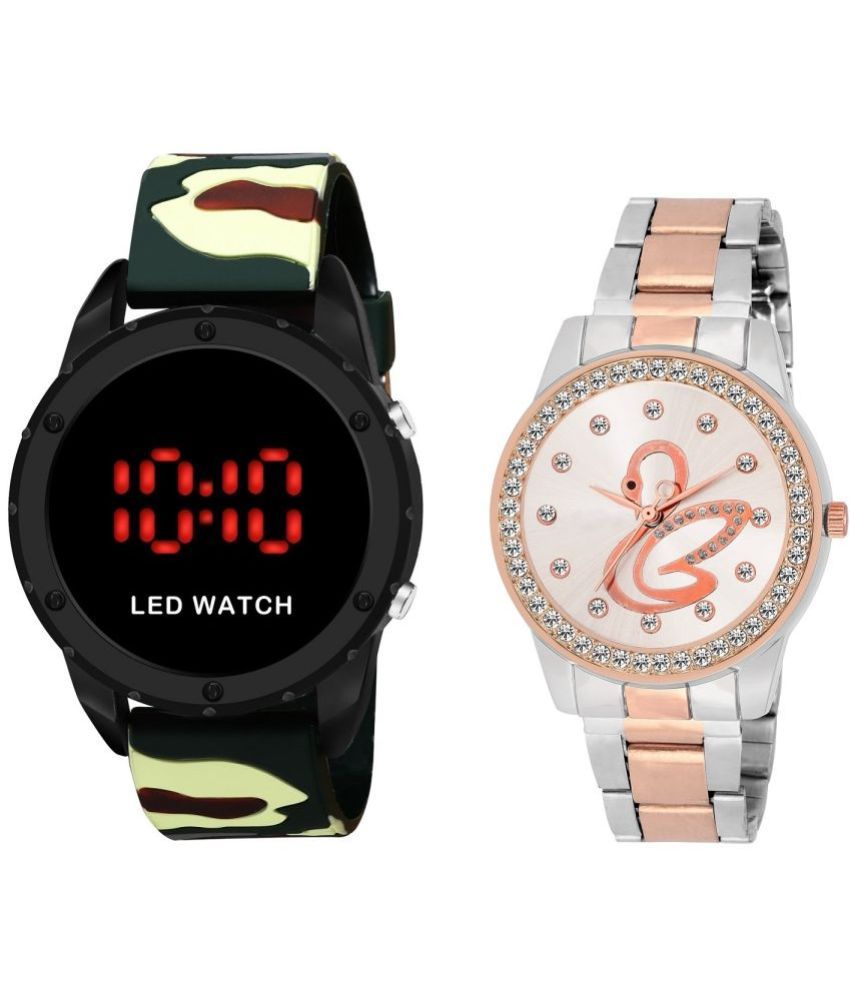     			DECLASSE - Multicolor Metal Analog-Digital Couple's Watch