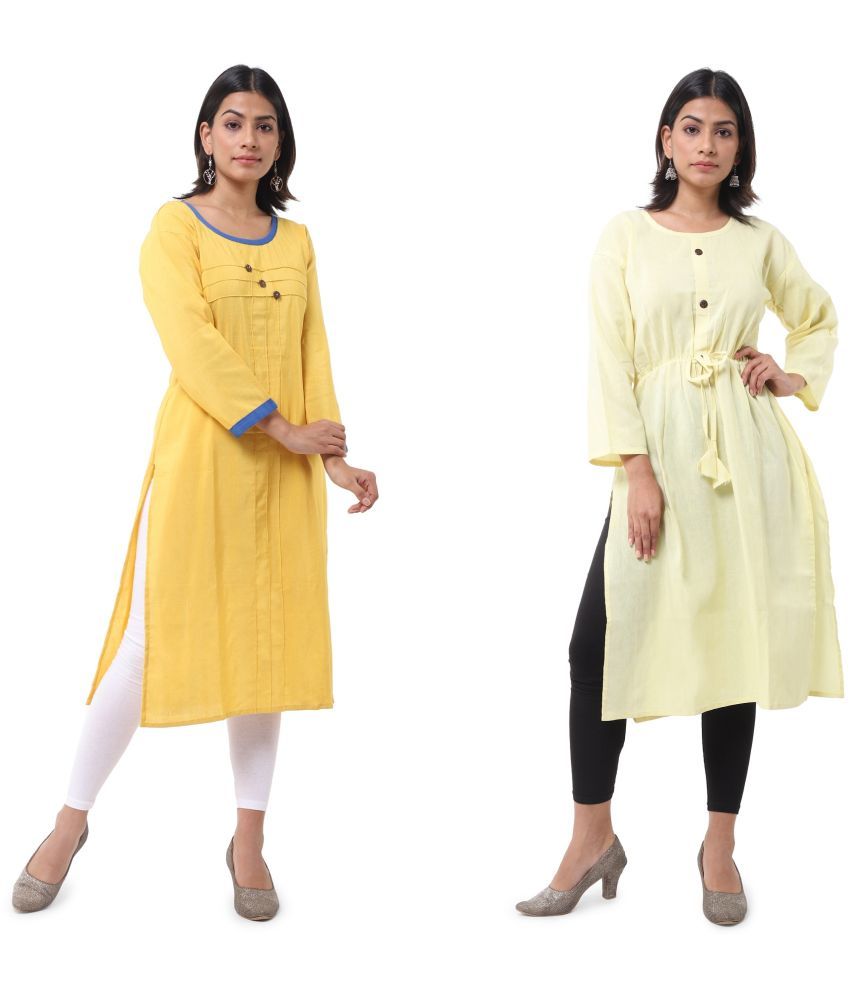     			DESHBANDHU DBK - Multicolor Cotton Women's Straight Kurti ( Pack of 2 )