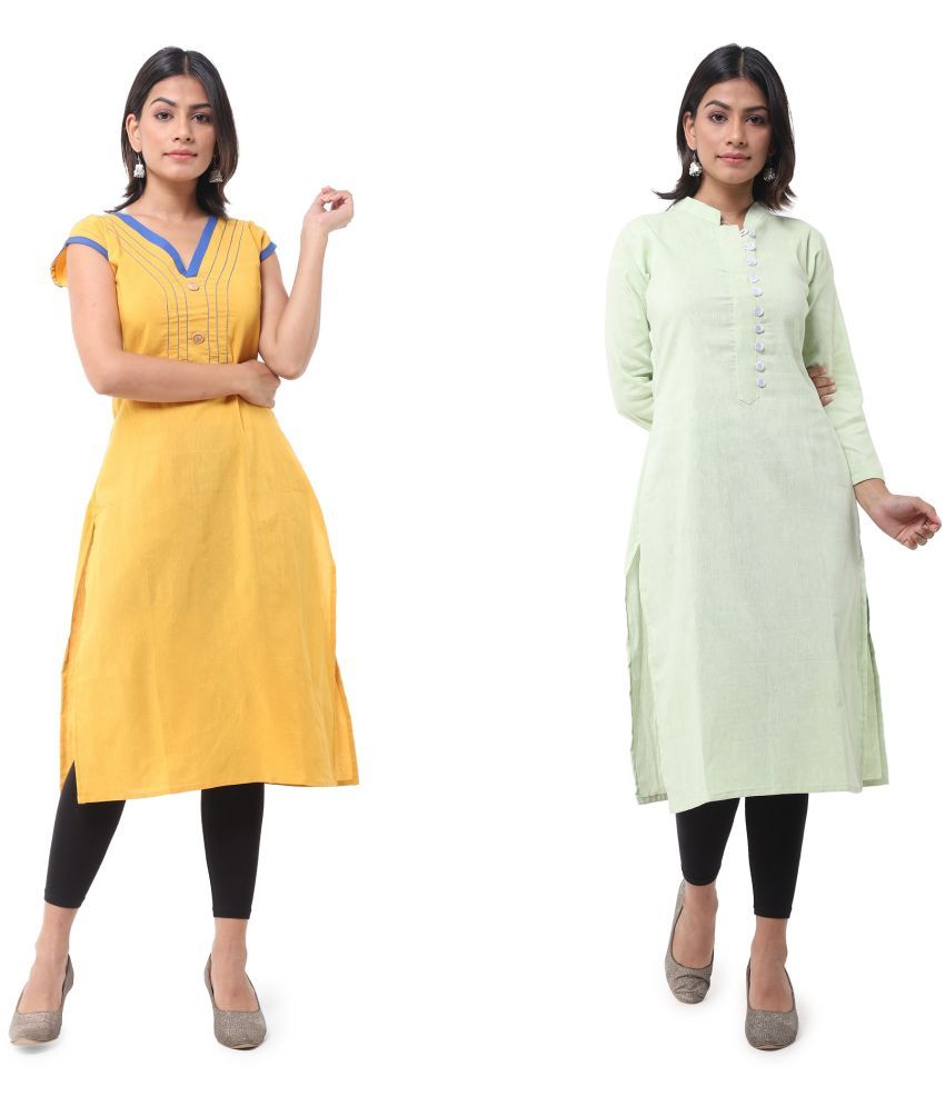     			DESHBANDHU DBK - Multicolor Cotton Women's Straight Kurti ( Pack of 2 )