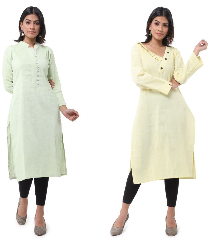     			DESHBANDHU DBK - Multicolor Cotton Women's Straight Kurti ( Pack of 2 )