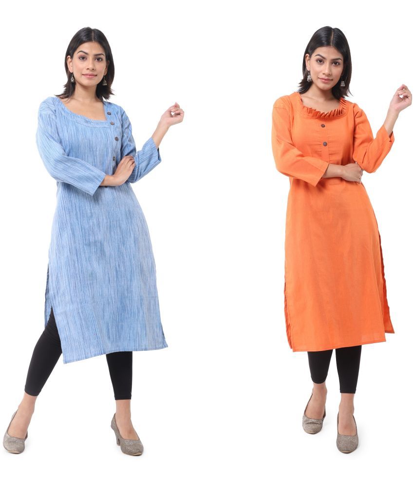     			DESHBANDHU DBK - Multicolor Cotton Women's Straight Kurti ( Pack of 2 )