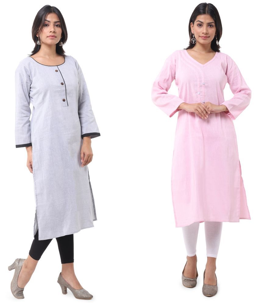     			DESHBANDHU DBK - Multicolor Cotton Women's Straight Kurti ( Pack of 2 )