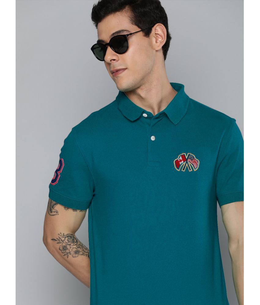     			Merriment - Teal Blue Cotton Blend Regular Fit Men's Polo T Shirt ( Pack of 1 )
