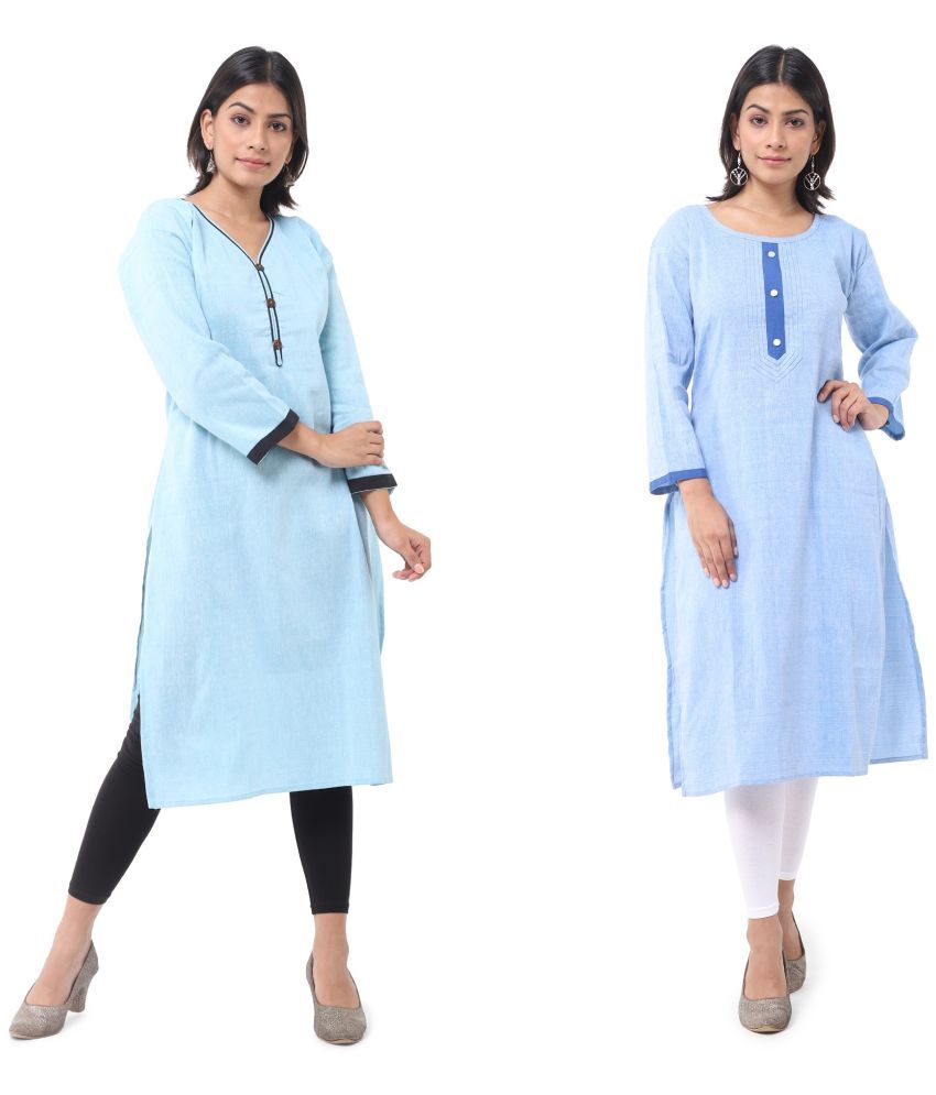     			DESHBANDHU DBK - Multicolor Cotton Women's Straight Kurti ( Pack of 2 )