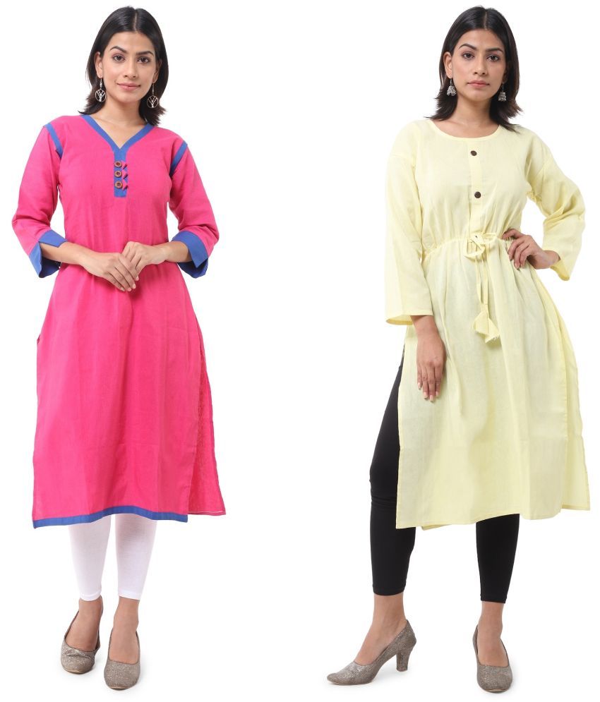     			DESHBANDHU DBK - Multicolor Cotton Women's Straight Kurti ( Pack of 2 )