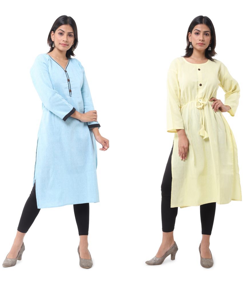     			DESHBANDHU DBK - Multicolor Cotton Women's Straight Kurti ( Pack of 2 )