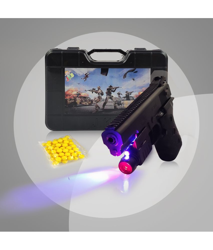     			NHR Pistol Toy Gun With Laser Light and 20-25 BB Bullets For Kids Guns & Darts  (Black)