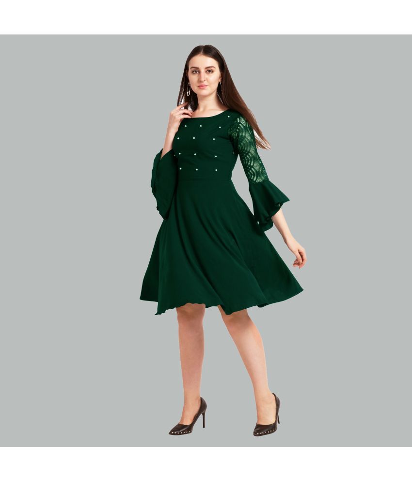     			Sheetal associates - Green Crepe Women's Fit & Flare Dress ( Pack of 1 )