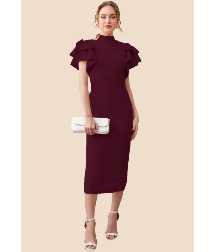     			Sheetal associates - Maroon Polyester Blend Women's Bodycon Dress ( Pack of 1 )