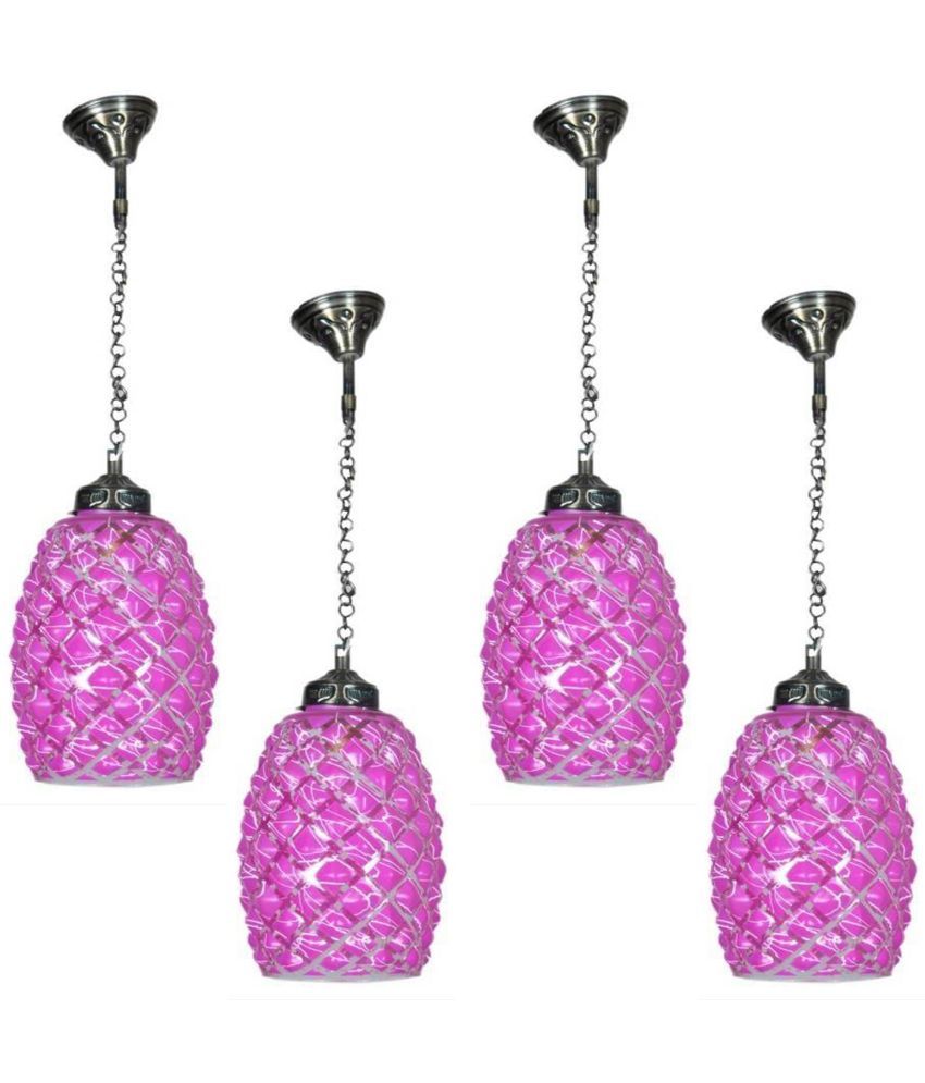     			Somil Glass Ceiling Light Pendant Pink - Pack of 4