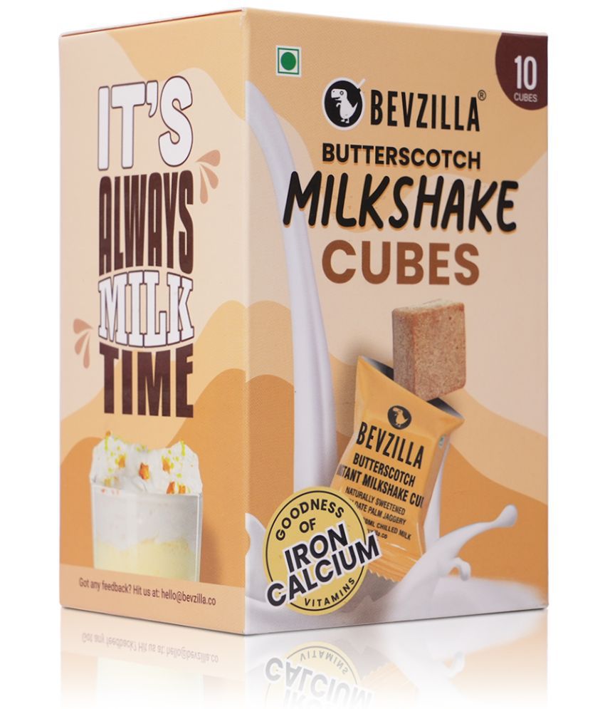     			Bevzilla Butterscotch Instant Milkshake 10 Cubes Pack with Organic Date Palm Jaggery, Zero Refined Sugar, Drop Stir & Enjoy