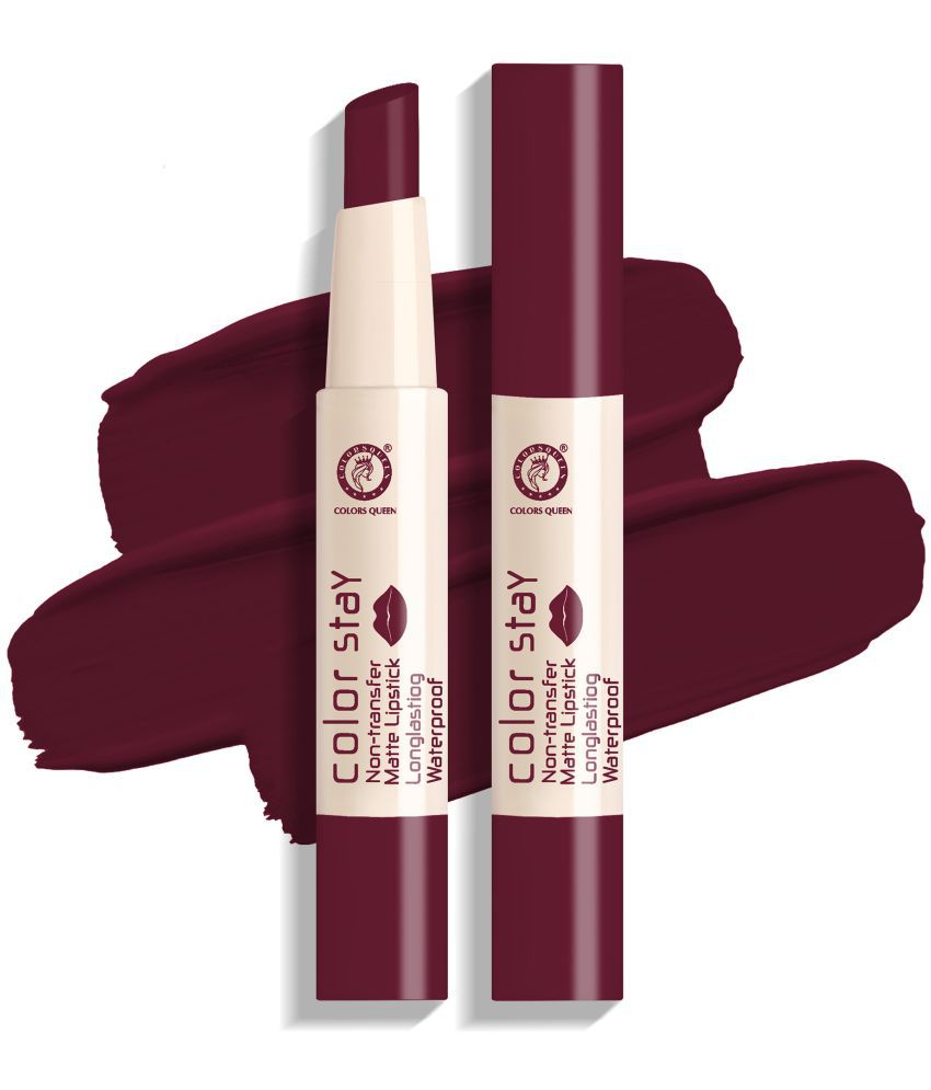     			Colors Queen Color Stay Non Transfer Long Lasting Matte Lipstick (Maroon) 2.1g