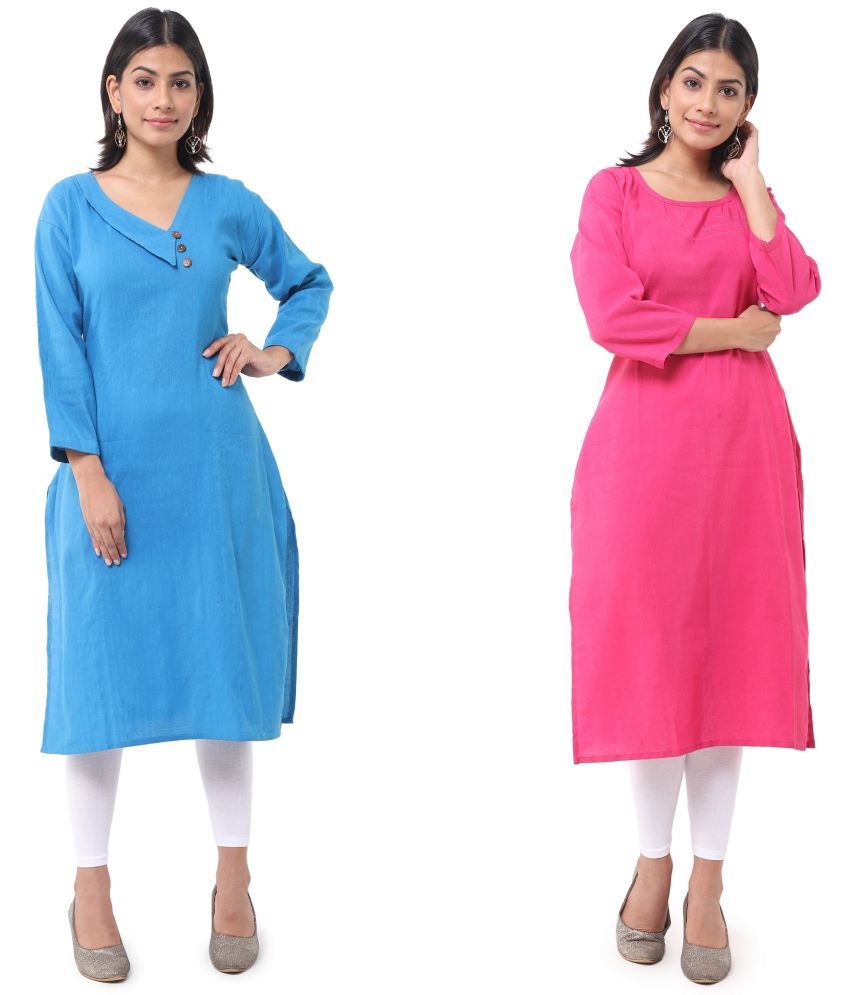     			DESHBANDHU DBK - Multicolor Cotton Women's Straight Kurti ( Pack of 2 )