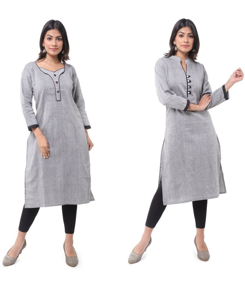     			DESHBANDHU DBK - Multicolor Cotton Women's Straight Kurti ( Pack of 2 )