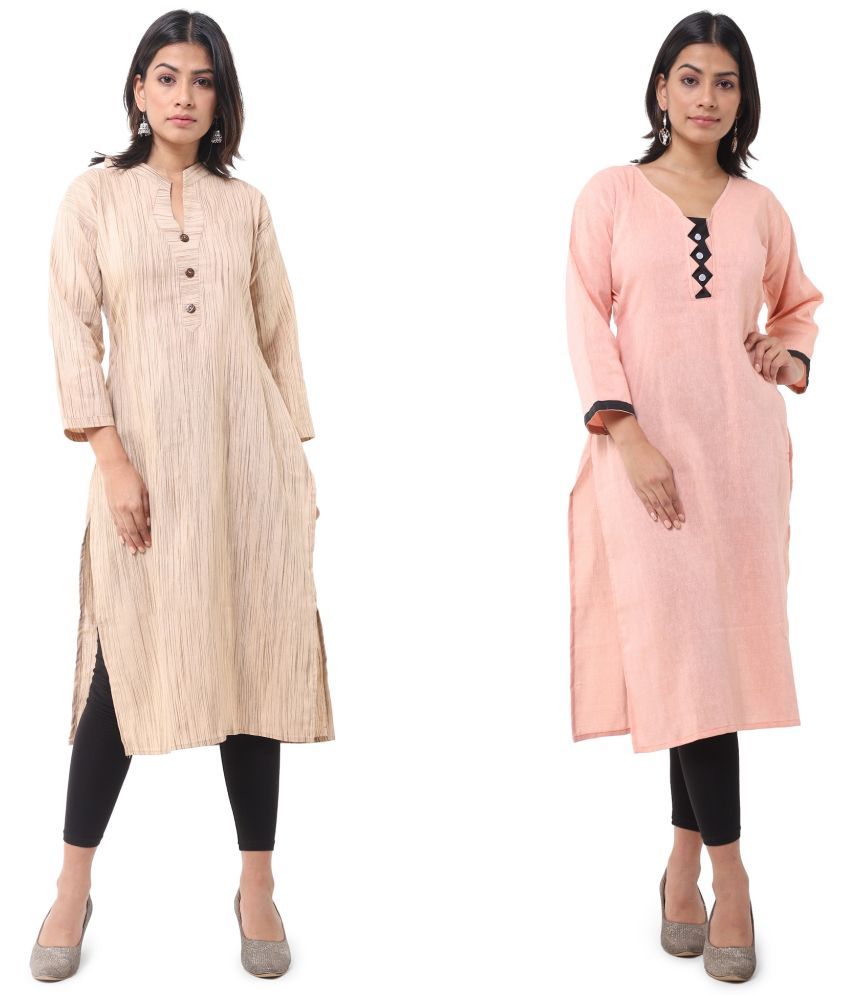     			DESHBANDHU DBK - Multicolor Cotton Women's Straight Kurti ( Pack of 2 )