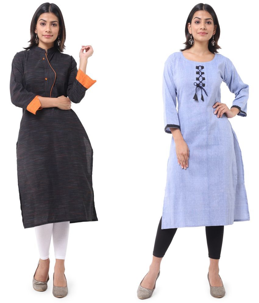     			DESHBANDHU DBK - Multicolor Cotton Women's Straight Kurti ( Pack of 2 )