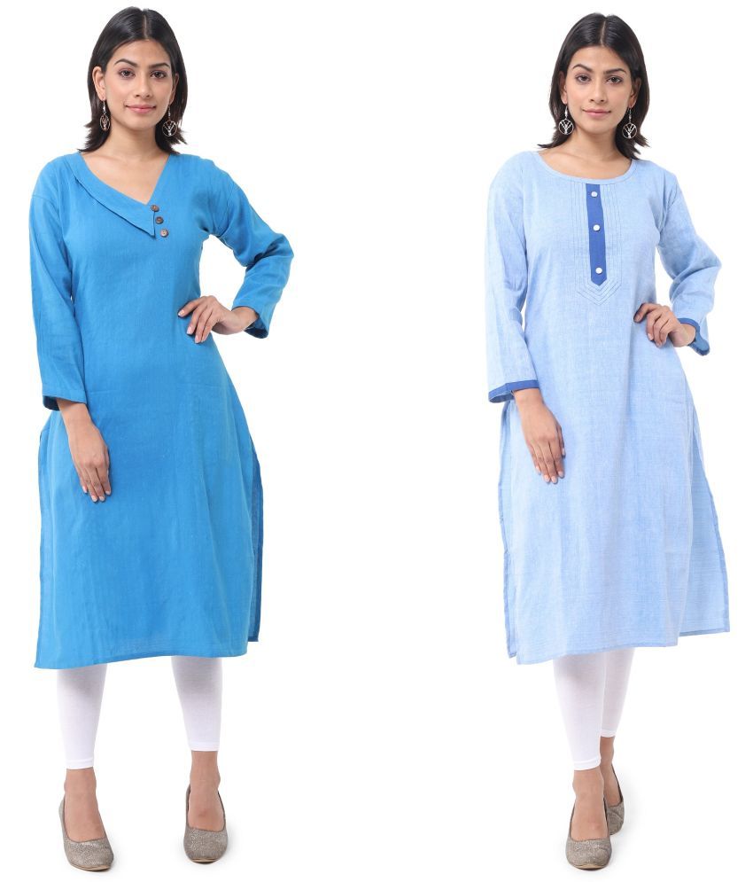     			DESHBANDHU DBK - Multicolor Cotton Women's Straight Kurti ( Pack of 2 )