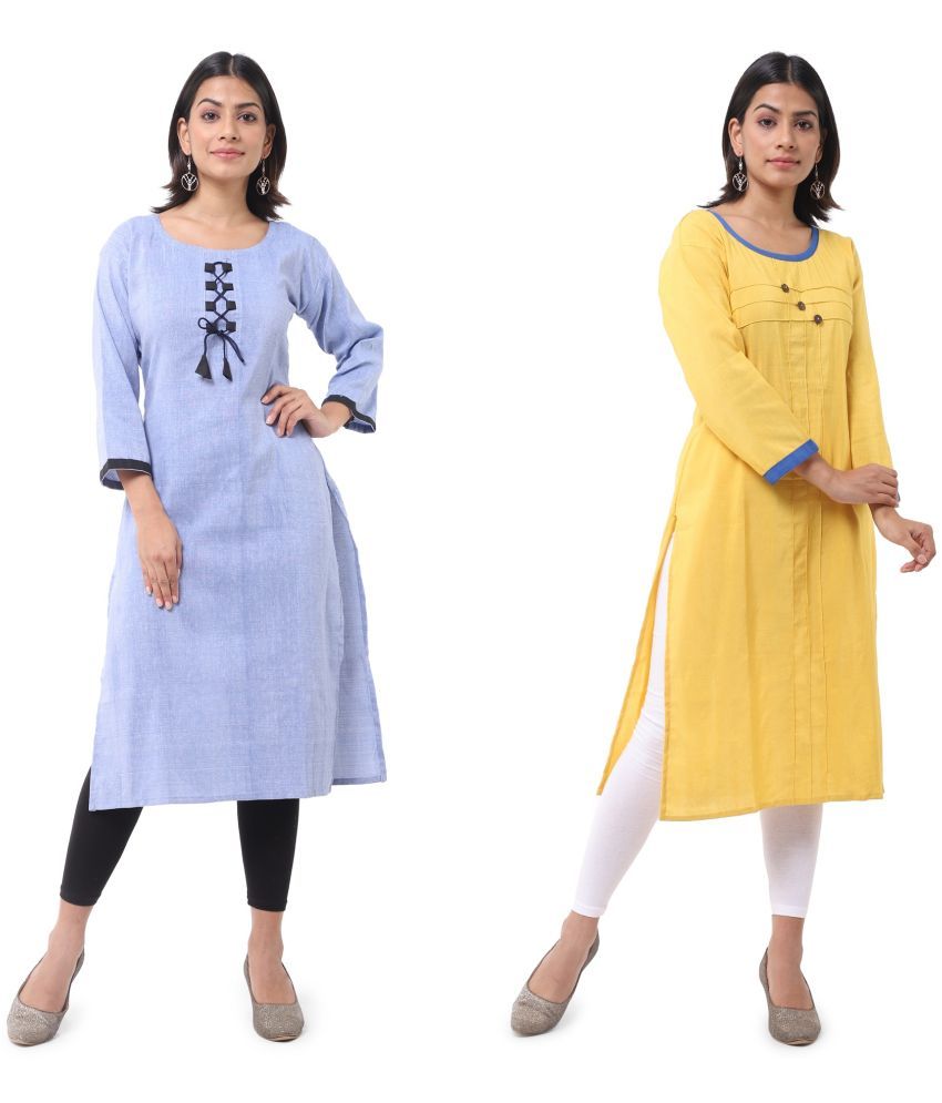     			DESHBANDHU DBK - Multicolor Cotton Women's Straight Kurti ( Pack of 2 )